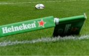 5 April 2014; A general view of a Heineken branded flag and ball. Heineken Cup Quarter-Final, Munster v Toulouse. Thomond Park, Limerick. Picture credit: Diarmuid Greene / SPORTSFILE