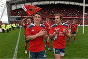 5 April 2014; Munster's Ian Keatley and Duncan Williams after the game. Heineken Cup Quarter-Final, Munster v Toulouse. Thomond Park, Limerick. Picture credit: Diarmuid Greene / SPORTSFILE