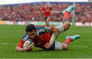 5 April 2014; Casey Laulala, Munster, scores his side's fourth try. Heineken Cup Quarter-Final, Munster v Toulouse. Thomond Park, Limerick. Picture credit: Diarmuid Greene / SPORTSFILE