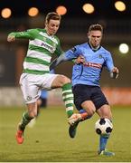 7 April 2014; Ronan Finn, Shamrock Rovers, in action against Robbie Creevy, UCD. Airtricity League Premier Division, Shamrock Rovers v UCD, Tallaght Stadium, Tallaght, Co. Dublin. Picture credit: David Maher / SPORTSFILE