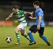 7 April 2014; Gary McCabe, Shamrock Rovers, in action against Gareth Matthews, UCD. Airtricity League Premier Division, Shamrock Rovers v UCD, Tallaght Stadium, Tallaght, Co. Dublin. Picture credit: David Maher / SPORTSFILE