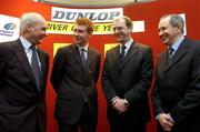 29 November 2005; Motorsport Ireland today announced the winner of the Dunlop Young Racing Driver of the Year award. At the announcement are, from left, Richard Warbrick, Irish Dunlop, Charlie Donnelly, Kildare, who finished second in the Dunlop Young Racing Driver of the Year Award, John Naylor, Chairman of Motorsport Ireland, and Austin Mallon, Irish Sports Council. Motorsport Ireland, Dawson St., Dublin. Picture credit: Pat Murphy / SPORTSFILE