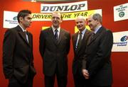 29 November 2005; Motorsport Ireland today announced the winner of the Dunlop Young Racing Driver of the Year award. At the announcement are, from left, Richard Warbrick, Irish Dunlop, Paddy Hogan, who finished third in the Dunlop Young Racing Driver of the Year Award, John Naylor, Chairman of Motorsport Ireland, and Austin Mallon, Irish Sports Council. Motorsport Ireland, Dawson St., Dublin. Picture credit: Pat Murphy / SPORTSFILE
