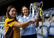 29 November 2005; Mourneabbey, Cork, captain Eva O'Donoghue, left, and Athgarvan, captain Aisling Lambe at a photocall ahead of the Junior Ladies Club Final which will take place on Sunday, next 4th December, Croke Park, Dublin. Picture credit: Damien Eagers / SPORTSFILE