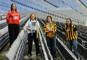 29 November 2005; Intermediate captains Denise Hagan, left, Clann Eireann, Armagh and Edel O'Connell, right, Abbeydorney, Kerry and Junior captains Eva O'Donoghue, second from right, Mourneabbey, Cork and Aisling Lambe, second from left Athgarvan, Kildare at a photocall ahead of the Intermediate and Junior Ladies Club Finals which will take place on Sunday, next 4th December, Croke Park, Dublin. Picture credit: Damien Eagers / SPORTSFILE