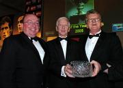 27 November 2005; John Byrne, left, Tony Mannion, centre, and Eamonn Naughton, right, at the 2005 PFAI Awards. Burlington Hotel, Dublin. Picture credit: David Maher / SPORTSFILE