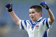 30 November 2005; Conall O'Neill, Gaelscoil Thaobh na Coille, celebrates after victory over St. Lawrence O'Tooles. Allianz Cumann na mBunscoil Football Finals, Gaelscoil Thaobh na Coille v St. Lawrence O'Toole NS, Croke Park, Dublin. Picture credit: Pat Murphy / SPORTSFILE