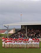 27 November 2005; The Donaghmoyne players stand for the National Anthem. Ladies Club All-Ireland Senior Football Championship Final, Ballyboden St. Enda's v Donaghmoyne, County Grounds, Drogheda, Co. Louth. Picture credit: Ray McManus / SPORTSFILE