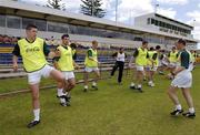 17 October 2005; Ireland players and management warm up during a training session in advance of the Fosters International Rules game between Australia and Ireland. Claremont, Perth, Western Australia. Picture credit; Ray McManus / SPORTSFILE