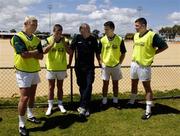 18 October 2005; Dr. Con Murphy with from left Owen Mulligan, Philip Jordan, Padraic Joyce and Sean Cavanagh after a training session, at the Mandurah Football and Sports Club, in advance of the Fosters International Rules game between Australia and Ireland. Mandurah Football and Sports Club, Mandurah, Perth, Western Australia. Picture credit; Ray McManus / SPORTSFILE
