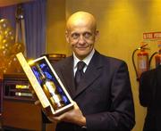 15 December 2005; Former referee Pierluigi Collina who was presented with a personalised bottle of Powers Special Vintage Whiskey at a Legends of Sports Lunch. Burlington Hotel, Dublin. Picture credit: Damien Eagers / SPORTSFILE