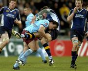 17 December 2005; Shane Horgan, Leinster, is tackled by David Venditti, Bourgoin. Heineken Cup 2005-2006, Pool 5, Round 4, Bourgoin v Leinster, Stade Pierre Rajon, Bourgoin-Jallieu, France. Picture credit: Brian Lawless / SPORTSFILE