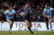 17 December 2005; Rob Kearney, Leinster, is tackled by Jean-Francois Coux, left, and Anthony Forest, Bourgoin. Heineken Cup 2005-2006, Pool 5, Round 4, Bourgoin v Leinster, Stade Pierre Rajon, Bourgoin-Jallieu, France. Picture credit: Brian Lawless / SPORTSFILE