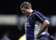 17 December 2005; Jamie Heaslip, Leinster, dejected after the match. Heineken Cup 2005-2006, Pool 5, Round 4, Bourgoin v Leinster, Stade Pierre Rajon, Bourgoin-Jallieu, France. Picture credit: Brian Lawless / SPORTSFILE