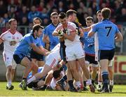 6 April 2014; Dublin and Tyrone players jostle during the game. Allianz Football League, Division 1, Round 7, Tyrone v Dublin, Healy Park, Omagh, Co. Tyrone. Picture credit: Ray McManus / SPORTSFILE