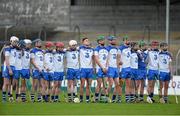 9 April 2014; The Waterford team stand together before the start of the game. Electric Ireland Munster GAA Hurling Minor Championship, Quarter-Final, Clare v Waterford, Cusack Park, Ennis, Co. Clare. Picture credit: Diarmuid Greene / SPORTSFILE