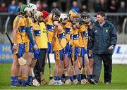 9 April 2014; Clare manager Eamon Fennessy speaks to his players before the game. Electric Ireland Munster GAA Hurling Minor Championship, Quarter-Final, Clare v Waterford, Cusack Park, Ennis, Co. Clare. Picture credit: Diarmuid Greene / SPORTSFILE