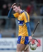 9 April 2014; Seamus Downey, Clare, reacts after defeat to Waterford. Electric Ireland Munster GAA Hurling Minor Championship, Quarter-Final, Clare v Waterford, Cusack Park, Ennis, Co. Clare. Picture credit: Diarmuid Greene / SPORTSFILE