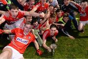 9 April 2014; Cork captain Conor Dorman, centre, celebrates with his team-mates and the cup. Cadbury Munster GAA Football U21 Championship Final, Cork v Tipperary, Páirc Uí Rinn, Cork. Picture credit: Matt Browne / SPORTSFILE