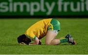 9 April 2014; A dejected Eoin McHugh, Donegal, at the final whistle. Cadbury Ulster GAA Football U21 Championship Final, Cavan v Donegal, Athletic Grounds, Armagh. Picture credit: Oliver McVeigh / SPORTSFILE