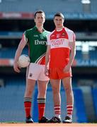 10 April 2014; In attendance at Croke Park ahead of this weekend's Allianz Football League Division 1 Semi-Finals are, Cillian O'Connor, Mayo, let, and Ciarán McFaul, Derry. Croke Park, Dublin. Picture credit: Brendan Moran / SPORTSFILE