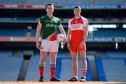 10 April 2014; In attendance at Croke Park ahead of this weekend's Allianz Football League Division 1 Semi-Finals are, Cillian O'Connor, Mayo, let, and Ciarán McFaul, Derry. Croke Park, Dublin. Picture credit: Brendan Moran / SPORTSFILE