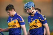 10 April 2014; Paul Maher, right, and Willie Coffey, Tipperary, after defeat to Limerick. Electric Ireland Munster GAA Hurling Minor Championship, Quarter-Final, Limerick v Tipperary. Gaelic Grounds, Limerick. Picture credit: Diarmuid Greene / SPORTSFILE