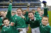 7 December 2005; Players from Scoil Naithí, Ballinteer, celebrate at the end of the match. Allianz Cumann na mBunscol Football Finals, Corn O Donnchu, Scoil Neasain, Harmonstown v Scoil Naithí, Ballinteer, Croke Park, Dublin. Picture credit: Damien Eagers / SPORTSFILE