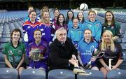 12 December 2005; An Taoiseach Bertie Ahern TD, was in Croke Park for a &quot;triple header&quot; with the CCIA, the Camogie Associations 3rd Level council. The day included the draws for the Ashbourne and Purcell Cup competitions, the launch of the associations &quot;Women in Sport&quot; project and the presentation of the first national camogie Bursary awards. Pictured with An Taoiseach Bertie Ahern, TD, are second level students involved in the Women in Sport project and the 10 3rd level camogie bursery award winners. Included are Oonagh O'Shaughnessy, Gillian Kearney, Amy Brennan, Katie Tyan, Anna Geary, UL, Trish O'Halloran, WIT, Sharon McMahon, Mary Immaculate College, Ennis, and Aoife Murray, LIT, Sarah Murreann, Jennifer O'Leary, UL, Laura Lavery, Queens, Grace McNamara, IT Tralee, Niamh Taylor, TCD, Lizzy Flynn, WIT and Denise Twomey, NUIG. Croke Park, Dublin. Picture credit: Brendan Moran / SPORTSFILE