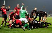 17 December 2005; Referee Chris White signals a try by Munster's Jerry Flannery. Heineken Cup 2005-2006, Pool 1, Round 4, Munster v Newport Gwent Dragons, Thomond Park, Limerick. Picture credit: Kieran Clancy / SPORTSFILE