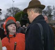26 December 2005; Winning jockey David Casey in conversation with trainer Willie Mullins after 'Missed That' had won the Durkan New Homes Novice Steeplechase. Leopardstown Racecourse, Co. Dublin. Picture credit: Pat Murphy / SPORTSFILE