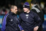 26 December 2005; Leinster's Brian O'Driscoll, right, warmes up before the start of the game. Celtic League 2005-2006, Group A, Ulster v Leinster, Ravenhill, Belfast. Picture credit: Oliver McVeigh / SPORTSFILE