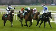 27 December 2005; Eventual winner Hi Cloy, second from right, with Andrew McNamara up, on their way to winning the Paddy Power Dial-a-Bet Steeplechase ahead of Moscow Flyer, left, with Barry Geraghty up, Fota Island, centre, with Tony McCoy up and Central House, with Roger Loughran up. Leopardstown Racecourse, Co. Dublin. Picture credit: David Maher / SPORTSFILE