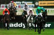 27 December 2005; Black Apalachi, right, with John Cullen up, leads the field over the last to win the Paddy Power Steeplechase. Leopardstown Racecourse, Co. Dublin. Picture credit: David Maher / SPORTSFILE
