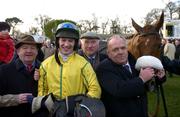 28 December 2005; Winning connections from left, Trainer Michael Hourigan, Jockey Paul Carberry, Join Owners John McLarnon and Joe Craig, after winning the Lexus Steeplechase with Beef Or Salmon. Leopardstown Racecourse, Co. Dublin. Picture credit: Matt Browne / SPORTSFILE