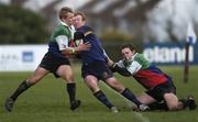 30 December 2005; Brendan Burke, Leinster A, is tackled by Paul Marshall, left, and Darren Cave, Ireland U21. Challenge Game, Ireland U21 v Leinster A, Blackrock College RFC, Stradbrook Road, Dublin. Picture credit: Brian Lawless / SPORTSFILE