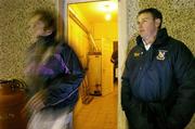5 January 2006; Wexford manager Paul Bealin looks on as George Sunderland leaves the dressing room for the game against Wicklow. O'Byrne Cup, First Round, Wexford v Wicklow, Craanford GAA Ground, Craanford, Co. Wexford. Picture credit: Matt Browne / SPORTSFILE