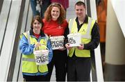 11 April 2014; Special Olympics Ireland collectors Nicola Redmond, Barbara Cahill and Mark Lee, were out in force yesterday in Dundrum Town Centre raising money for the sport’s charity annual Collection Day fundraiser. 3,000 volunteers were stationed at collection points in more than 200 towns around the country. All of the money raised goes towards creating sporting opportunities for people with an intellectual disability in Ireland. 2014 Special Olympics Ireland Collection Day, Dundrum Town Centre, Dublin. Picture credit: Barry Cregg / SPORTSFILE