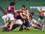 11 April 2014; Foster Horan, Lansdowne, is tackled by Keith Donoghue, and Bryan Byrne, right, Clontarf. Ulster Bank League Division 1A, Lansdowne v Clontarf, Aviva Stadium, Lansdowne Road, Dublin. Photo by Sportsfile