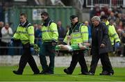 11 April 2014; Garry Buckley, Cork City, responds to supporters' applause as he is stretchered off the pitch early in the first half. Airtricity League Premier Division, Cork City v Sligo Rovers, Turner's Cross, Cork. Picture credit: Diarmuid Greene / SPORTSFILE