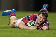 11 April 2014; Max McFarland, Clontarf, scores his sides 2nd try. Ulster Bank League Division 1A, Lansdowne v Clontarf, Aviva Stadium, Lansdowne Road, Dublin. Photo by Sportsfile
