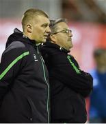 11 April 2014; Shamrock Rovers manager Trevor Croly, left, and assistant manager John Gill. Airtricity League Premier Division, St Patrick's Athletic v Shamrock Rovers, Richmond Park, Dublin. Picture credit: David Maher / SPORTSFILE