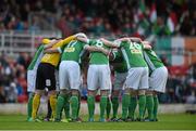 11 April 2014; The Cork City team gather together in a huddle before the game. Airtricity League Premier Division, Cork City v Sligo Rovers, Turner's Cross, Cork. Picture credit: Diarmuid Greene / SPORTSFILE