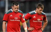 12 April 2014; Munster's James Coughlan, left, and CJ Stander after defeat to Glasgow Warriors. Celtic League 2013/14 Round 19, Munster v Glasgow Warriors, Thomond Park, Limerick. Picture credit: Diarmuid Greene / SPORTSFILE