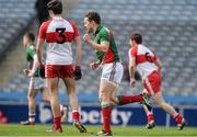 13 April 2014; Mayo captain Andy Moran celebrates scoring a goal in the first half. Allianz Football League Division 1 Semi-Final, Derry v Mayo, Croke Park, Dublin. Picture credit: Ray McManus / SPORTSFILE