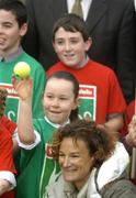 10 January 2006; Sonia O'Sullivan with girls and boys from St. Joseph's Boys and St. Brigid's Girls School in Newtownmountkennedy, Co. Wicklow, at the launch of SuperValu's 'Kids in Action' programme. RDS, Dublin. Picture credit: Damien Eagers / SPORTSFILE