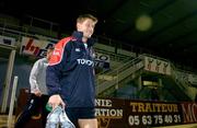 12 January 2006; Out-half Ronan O'Gara arrives for the Munster squad's kicking practice. Stade Pierre Antoine, Castres, France. Picture credit: Brendan Moran / SPORTSFILE