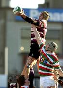 14 January 2006; Alex Dunlop, Terenure College, takes a ball in the lineout against Alan Moss, Bective Rangers. AIB All Ireland League 2005-2006, Division 2, Bective Rangers v Terenure College, Donnybrook, Dublin. Picture credit: Matt Browne / SPORTSFILE