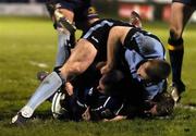 14 January 2006; Felipe Contepomi, Leinster, goes over for his try despite the tackle of Graeme Morrison and Rory Lamont, Glasgow Warriors. Heineken Cup 2005-2006, Pool 5, Round 5, Leinster v Glasgow Warriors, RDS, Dublin. Picture credit: Matt Browne / SPORTSFILE
