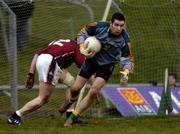15 January 2006; Meath goalkeeper Ricke Nolan, in action against Westmeath's James Nugent. O'Byrne Cup, Second Round, Meath v Westmeath, Pairc Tailteann, Navan, Co. Meath. Picture credit: Damien Eagers / SPORTSFILE